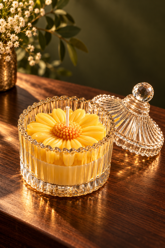 Sunlit Bloom Floral Candle + Reusable Glass Jar