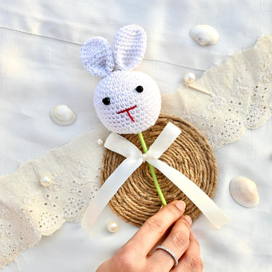 P Palettes Teddy Bunny stem, handmade, gifting, décor, crochet