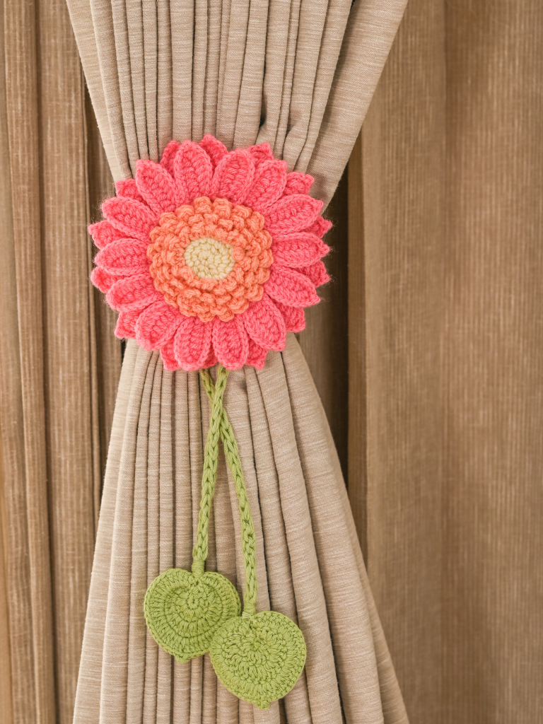 Pink Sunflower Curtain Tie
