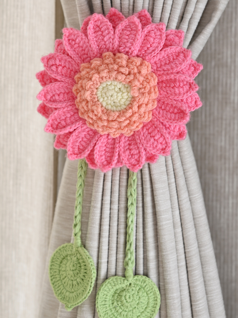 Pink Sunflower Curtain Tie