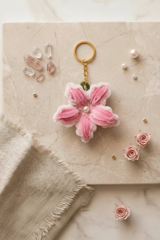 Coral Petal Chenille Keyring