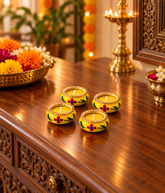 Traditional Matka Candles | Set of 4 | Festive Décor for Diwali & Celebrations
