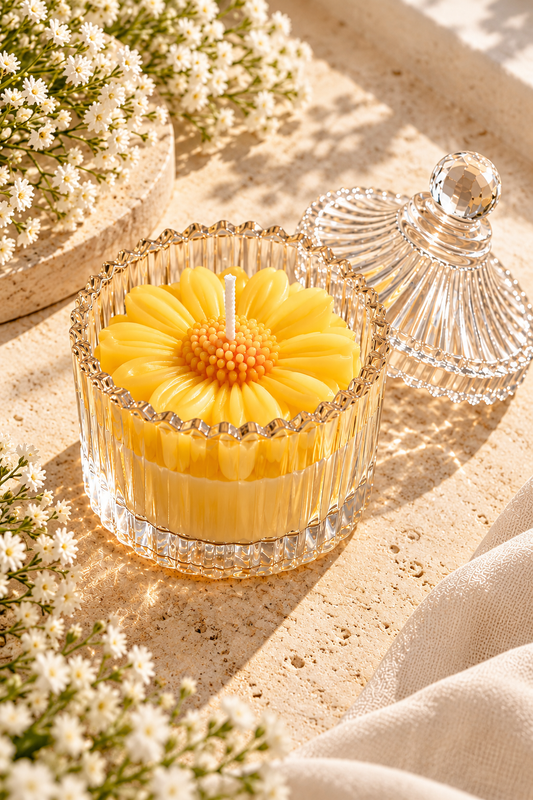 Sunlit Bloom Floral Candle + Reusable Glass Jar