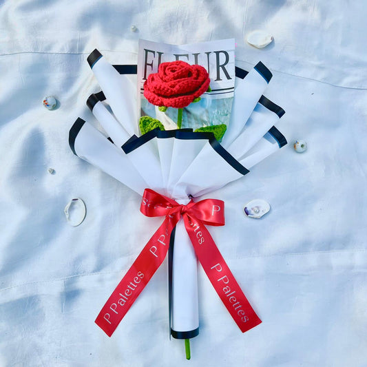 P Palettes Aura Red Rose Bouquet, handmade, gifting, décor, crochet