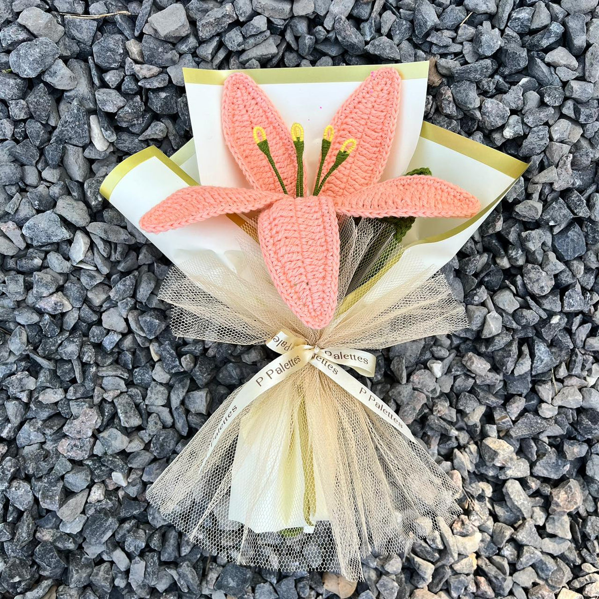 P Palettes Lily of the Valley Bouquet, handmade, gifting, décor, crochet