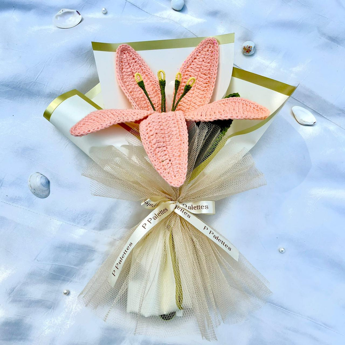 P Palettes Lily of the Valley Bouquet, handmade, gifting, décor, crochet