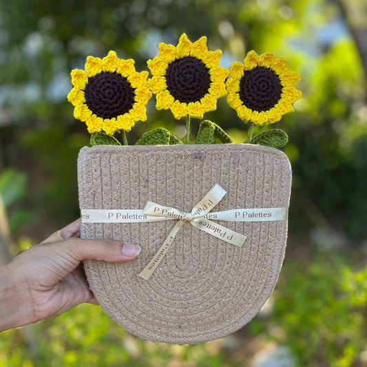 P Palettes Sunflower Boho Basket, gifting, handmade